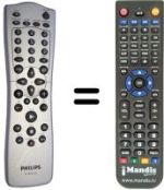 Télécommande équivalente Philips VR805 / 16