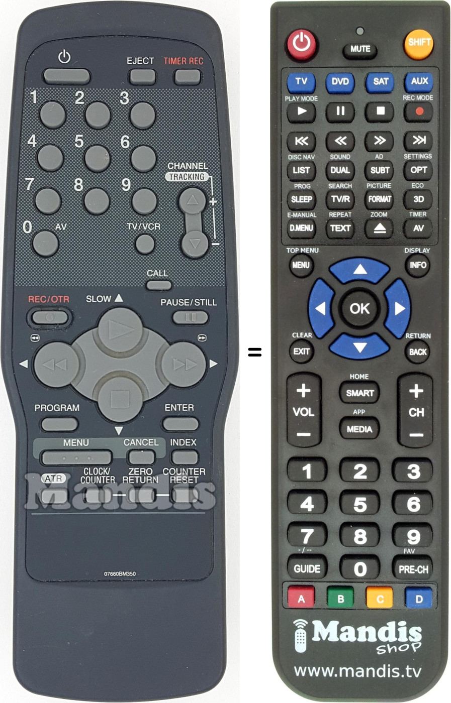 Replacement remote control Orion 07660BM350