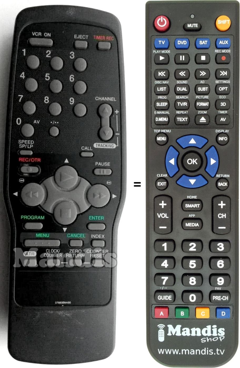 Replacement remote control 07660BM480