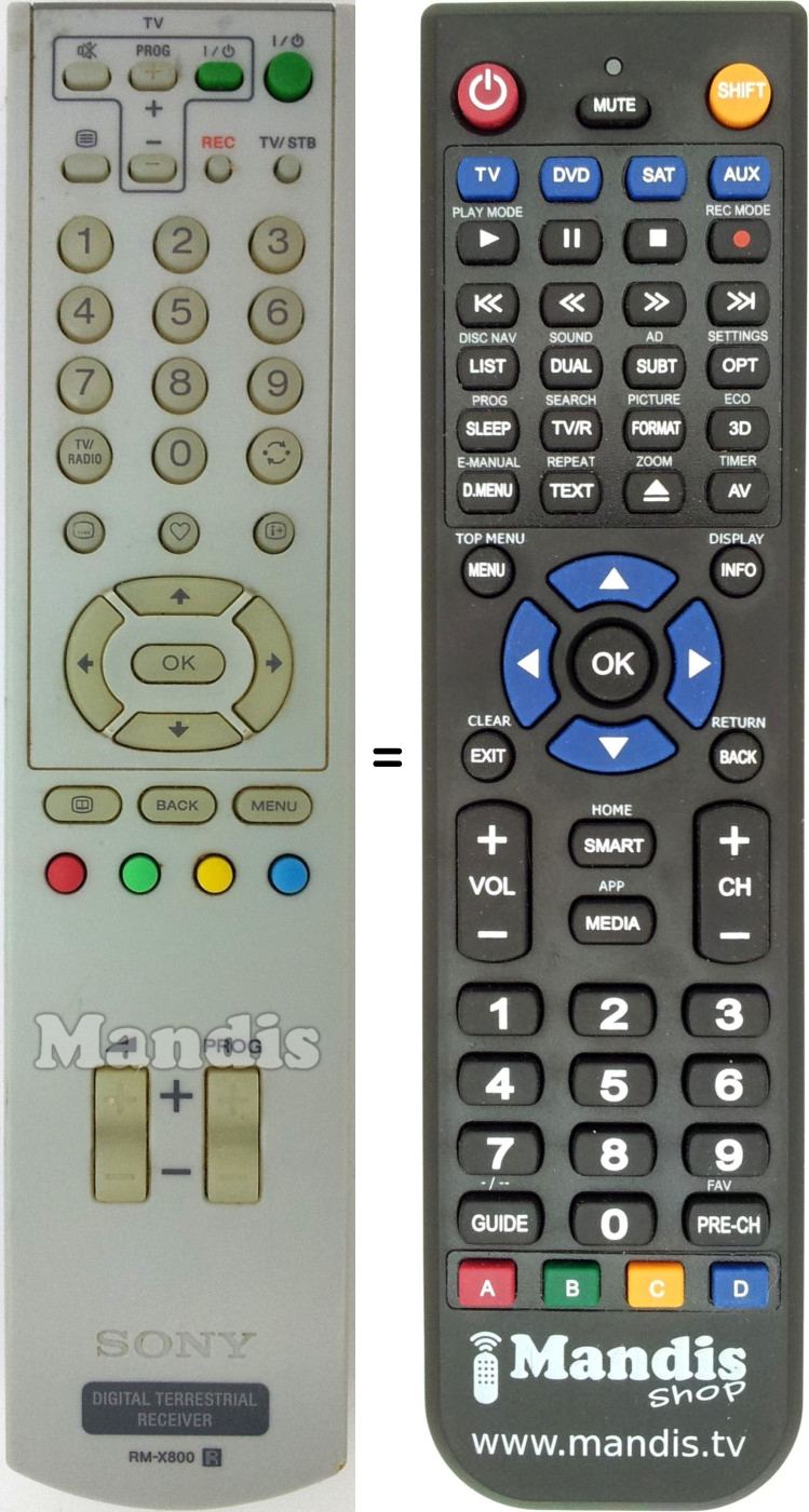 Replacement remote control Sony RM-X800