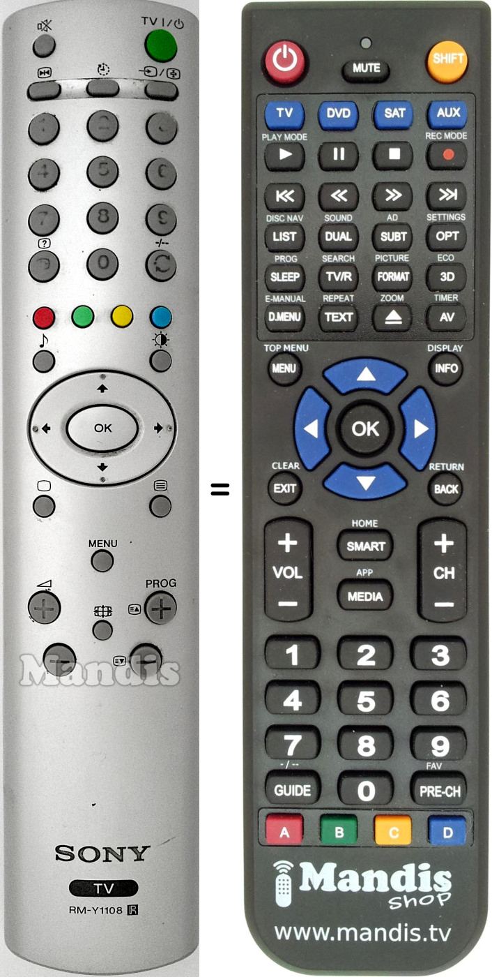Télécommande équivalente Sony RM-Y1108