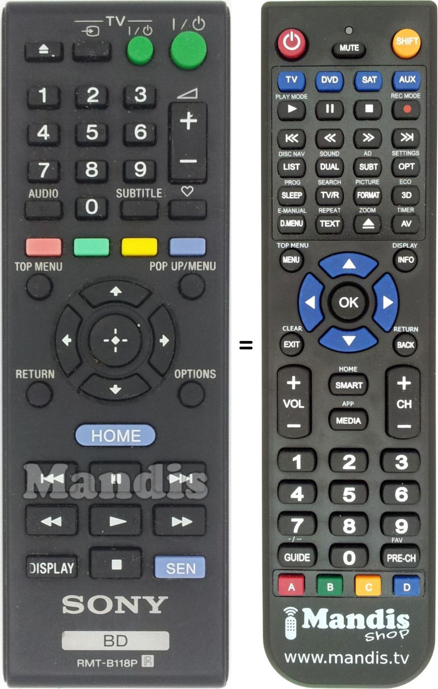 Télécommande équivalente RMT-B118P