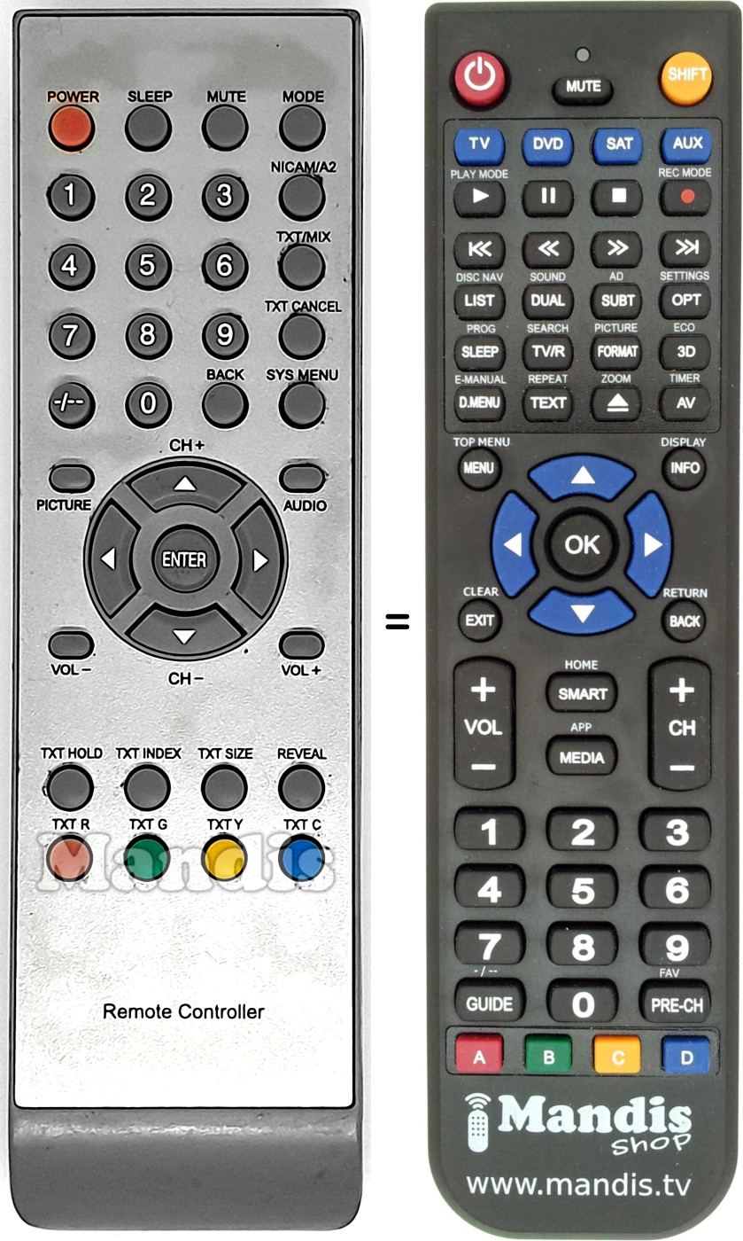Replacement remote control THES REMCON988