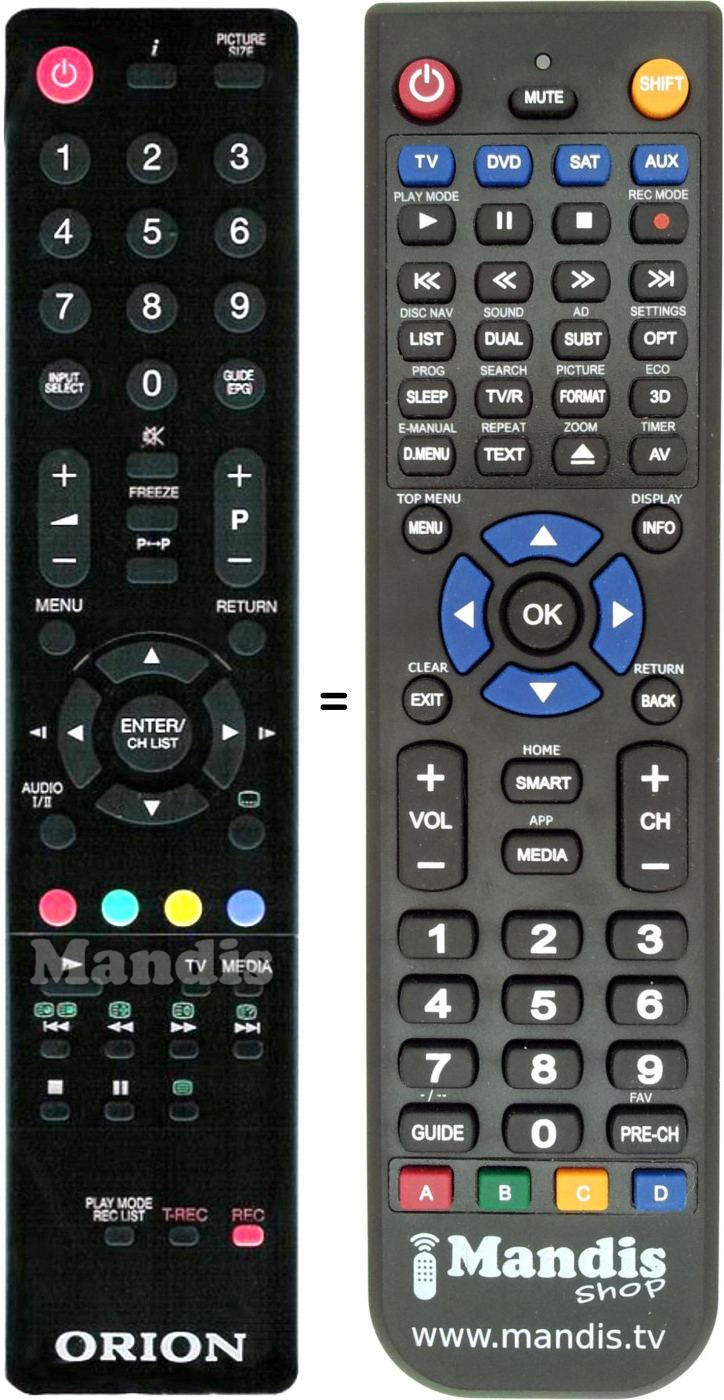 Replacement remote control Orion 26LB630
