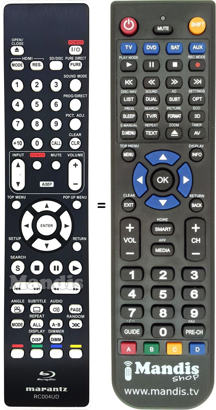 Télécommande équivalente RC004UD