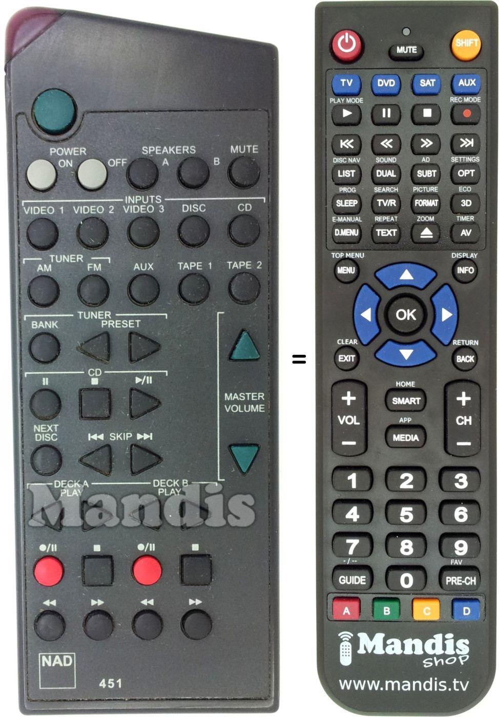 Replacement remote control NAD 451