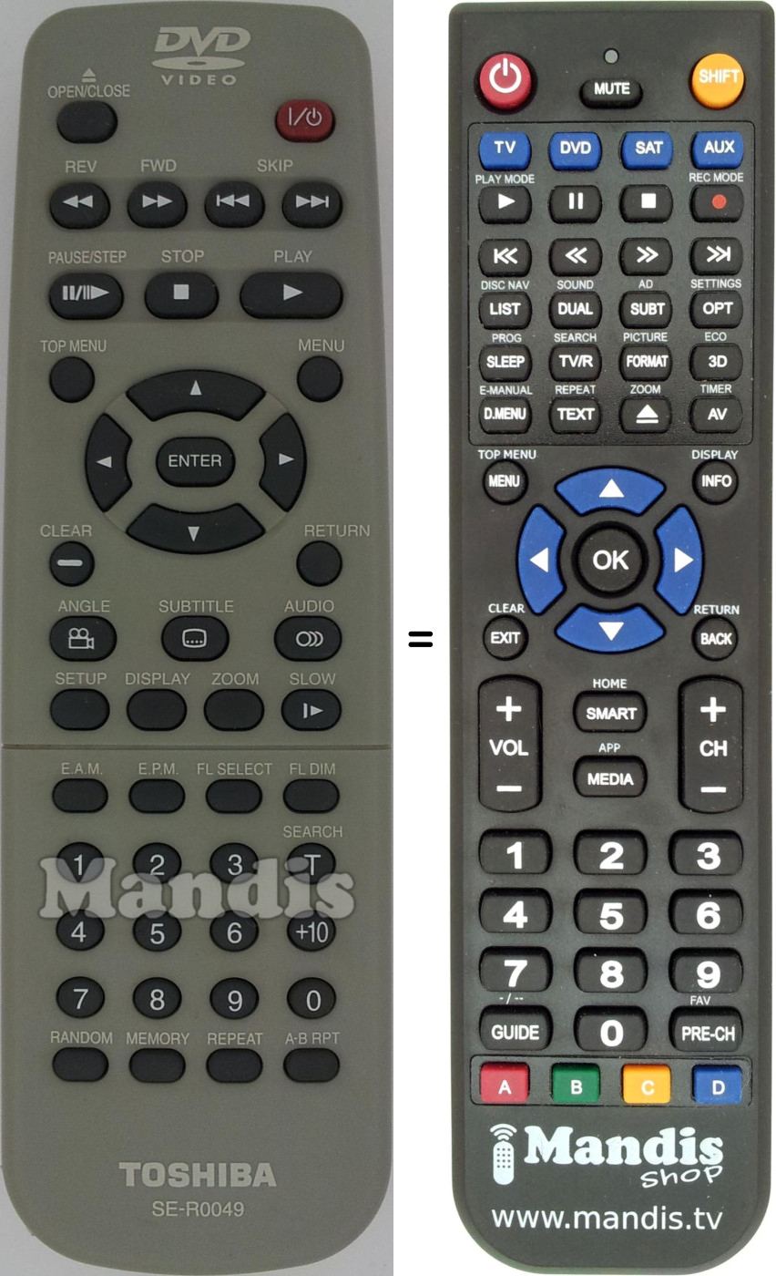 Replacement remote control Toshiba SE-R0049