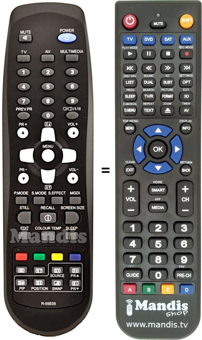 Replacement remote control Daewoo R-55E05