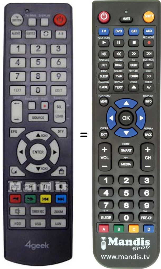 Replacement remote control 4GEEK REMCON1167