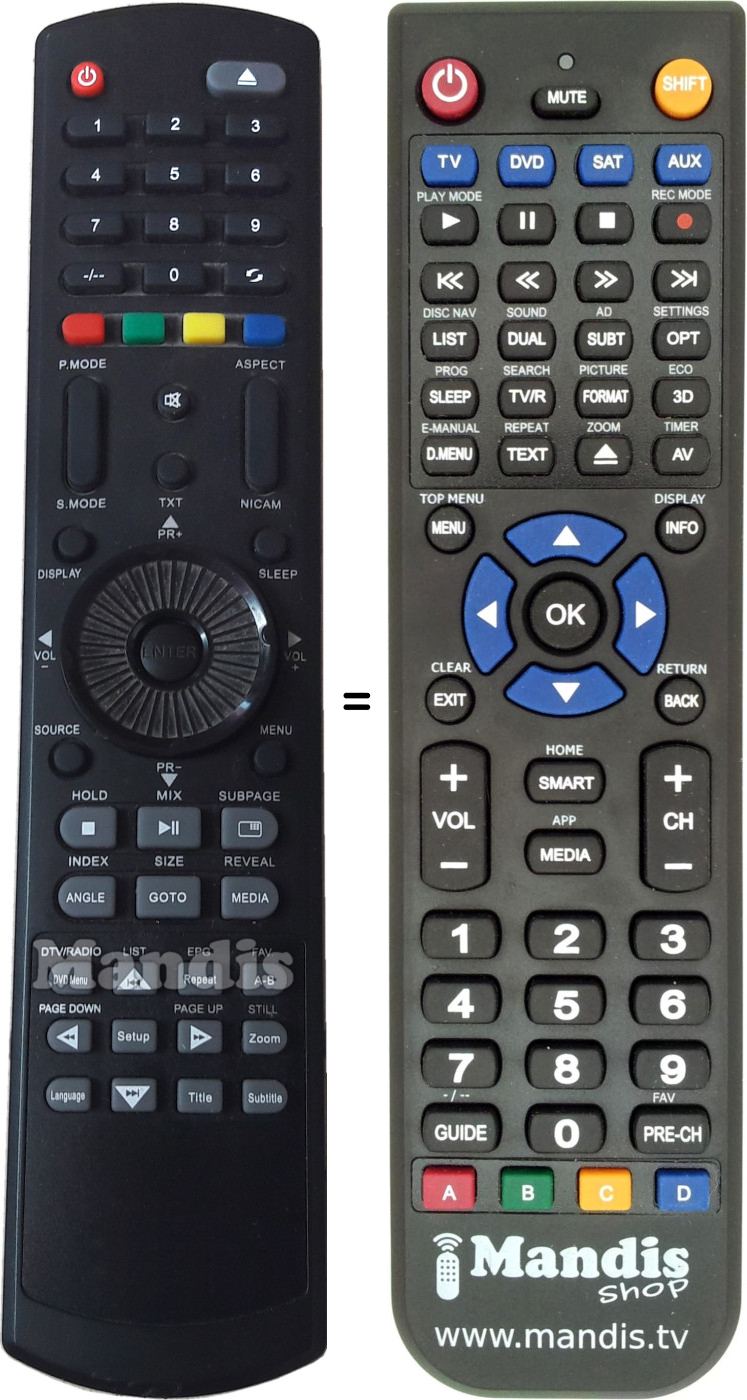 Replacement remote control Daewoo DSL19V2WCD