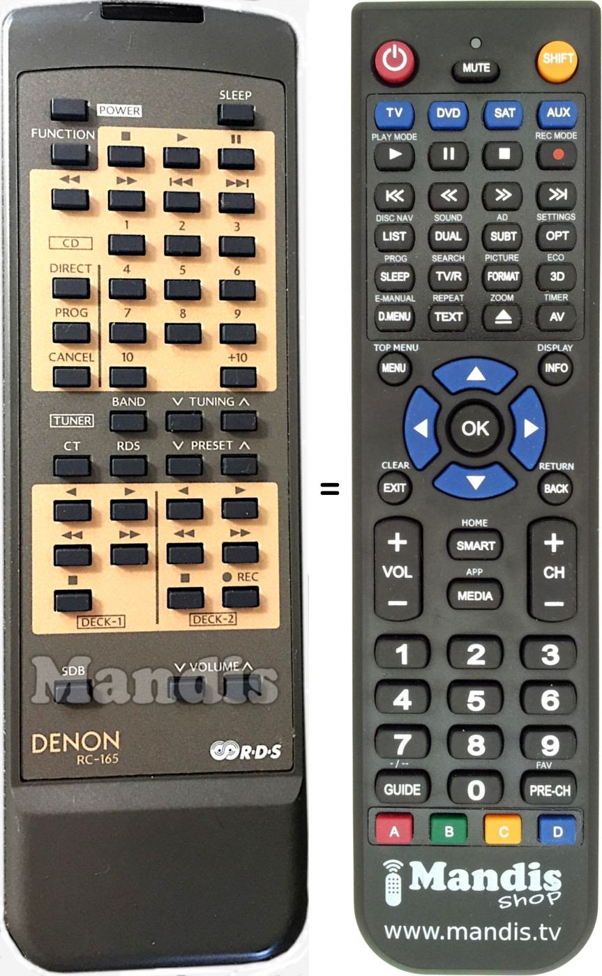 Replacement remote control Denon RC-165