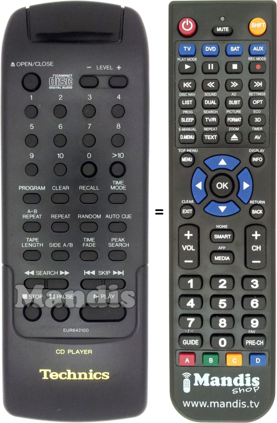 Replacement remote control Panasonic EUR642100