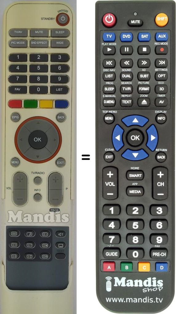 Replacement remote control NR-208