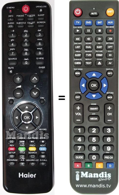 Replacement remote control Haier 098GRABD4NEH