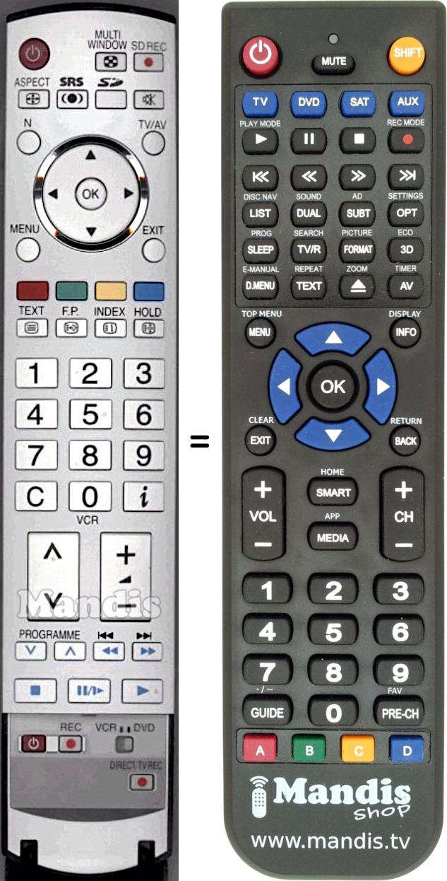 Replacement remote control National N2QAYB000025