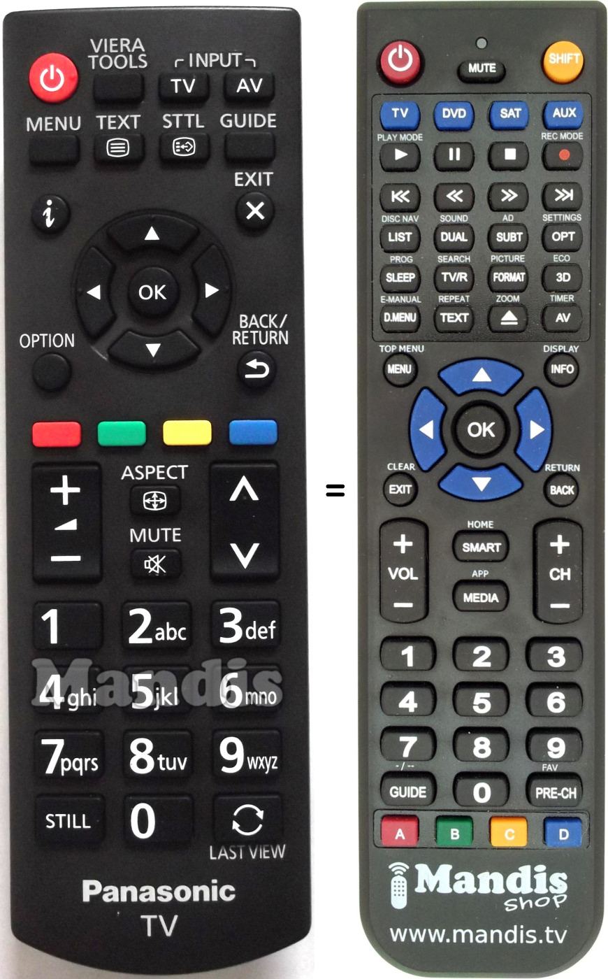 Replacement remote control Panasonic N2QAYB 000815