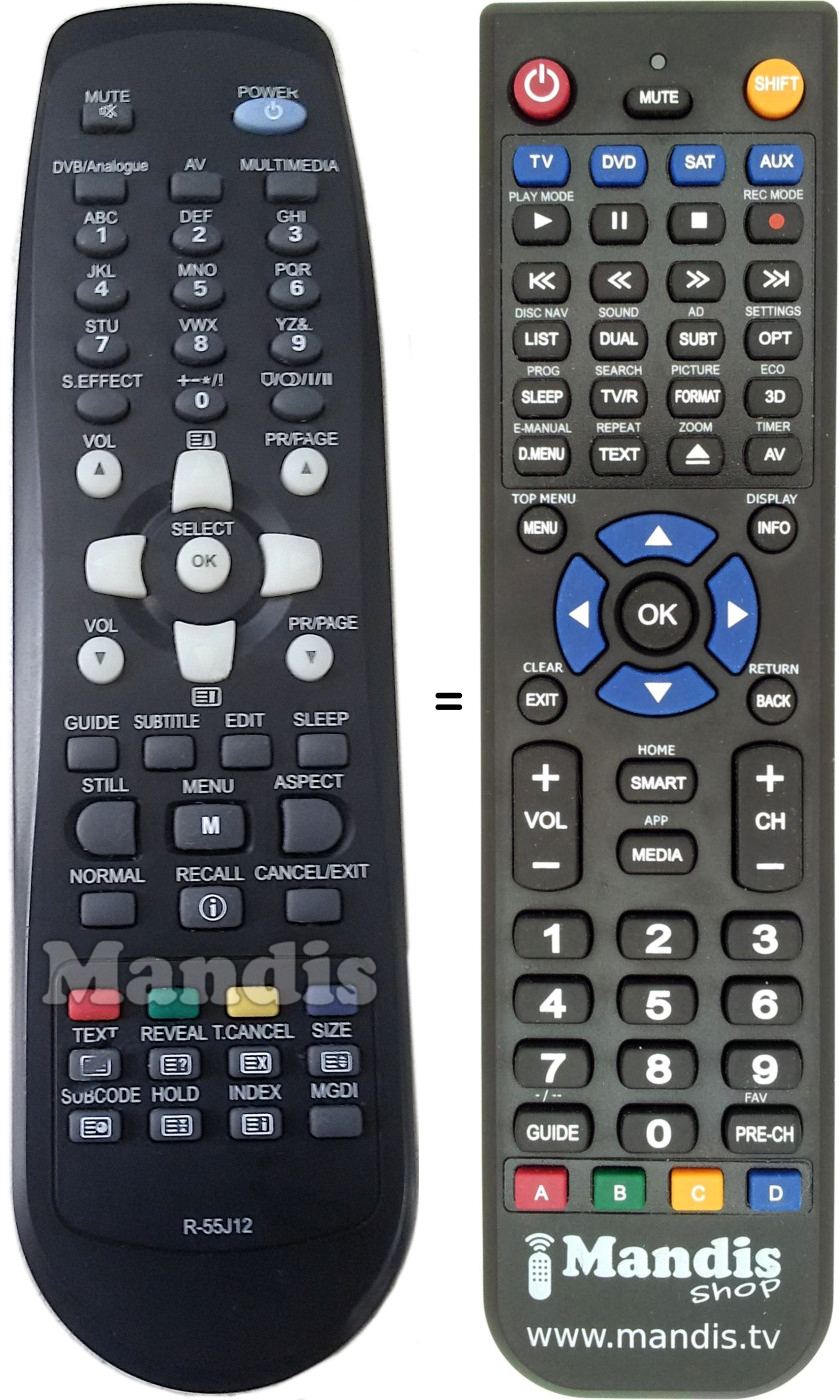 Replacement remote control Daewoo R55J12