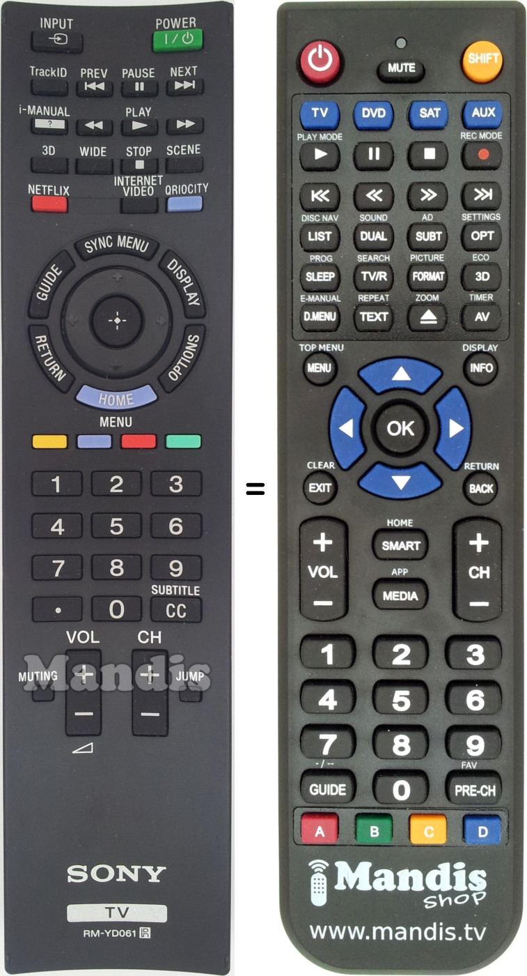 Télécommande équivalente RMYD061