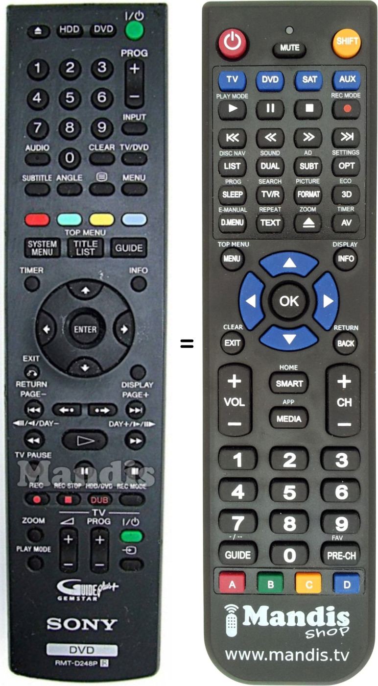 Replacement remote control Sony RMT-D248P