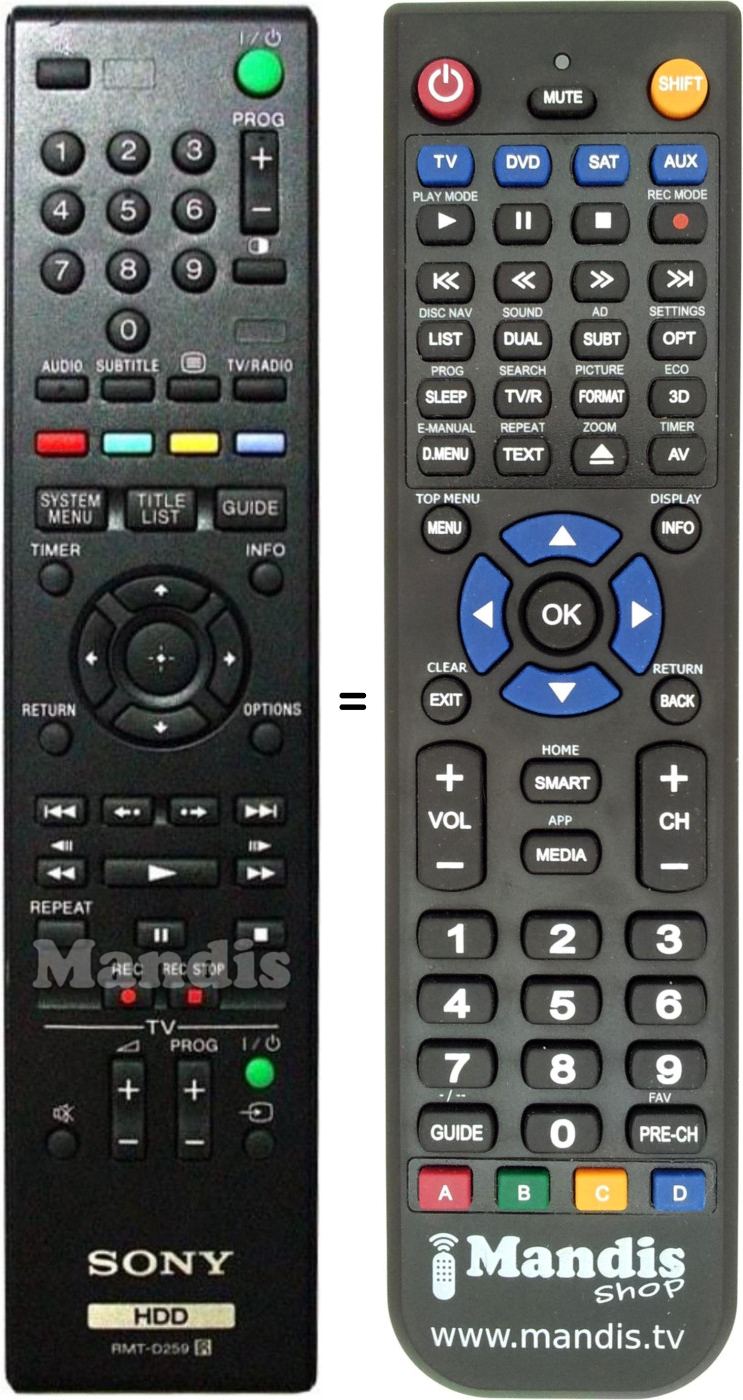 Replacement remote control Sony RMT-D259