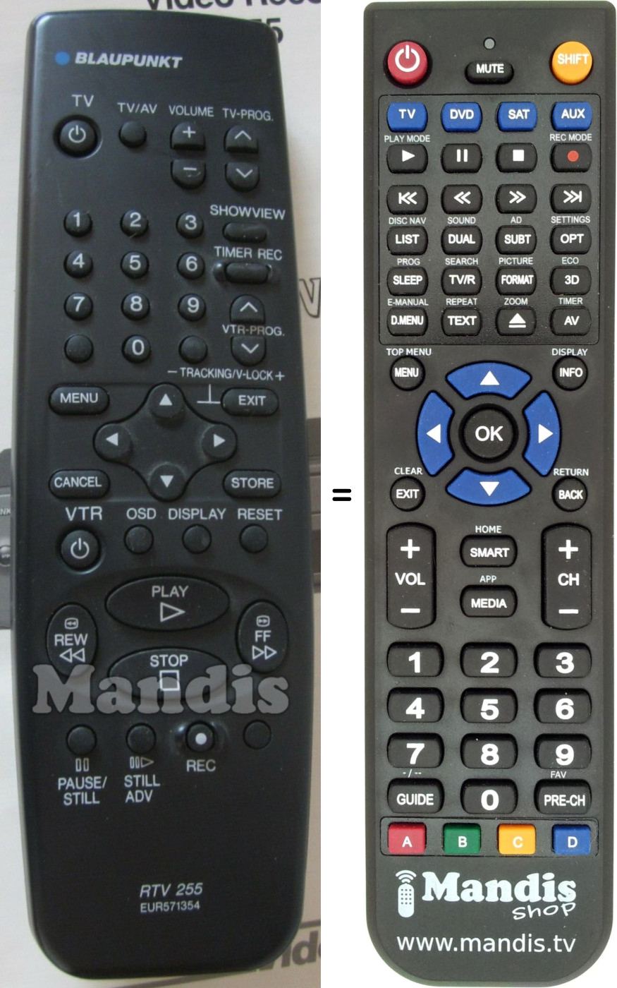 Replacement remote control Blaupunkt EUR571354