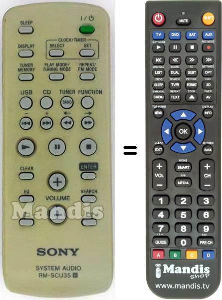 Télécommande équivalente Sony RM-SCU35