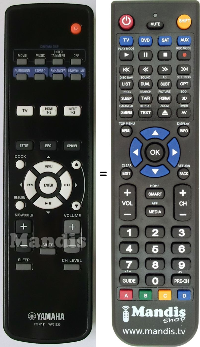 Replacement remote control Yamaha FSR111