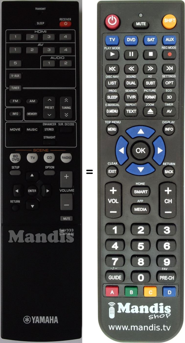Replacement remote control Yamaha RAV333