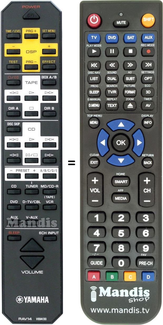 Replacement remote control Yamaha RAV14