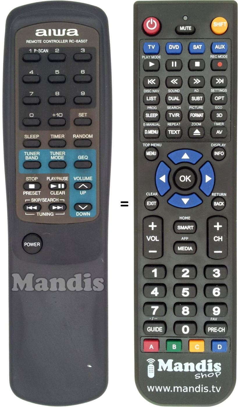 Replacement remote control Aiwa RC-6 AS 07