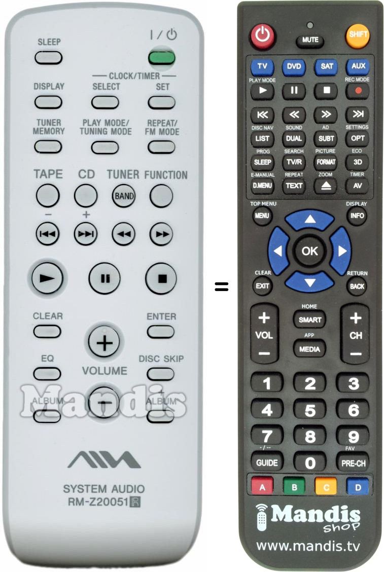 Replacement remote control Aiwa RM-Z20051