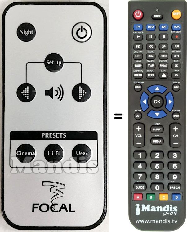 Replacement remote control FOCAL FOCAL003