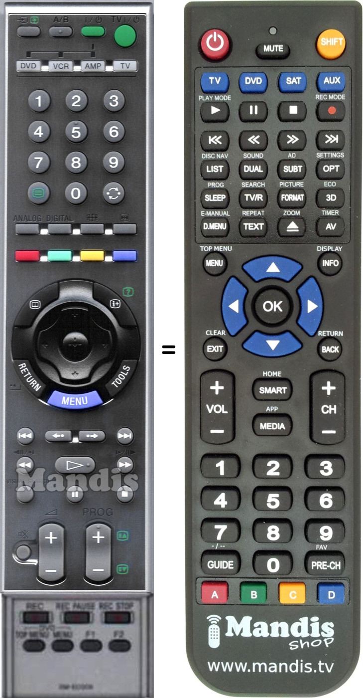 Replacement remote control Sony RM-ED006