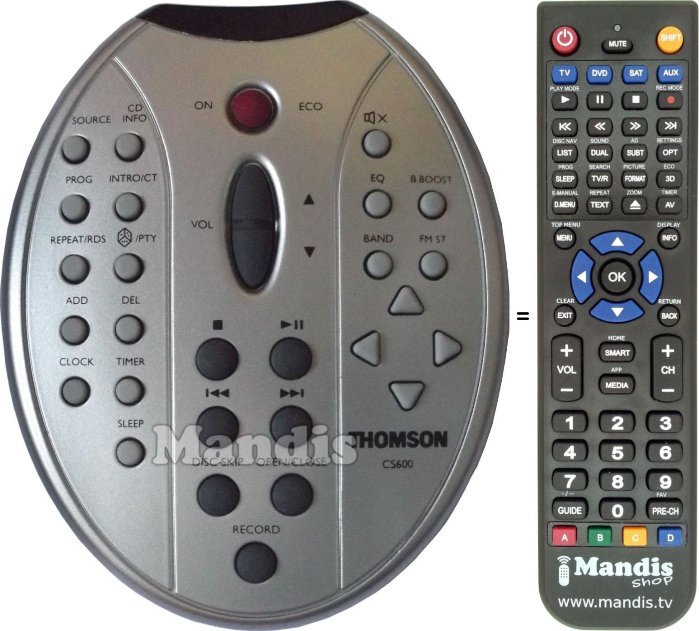 Replacement remote control Thomson CS600