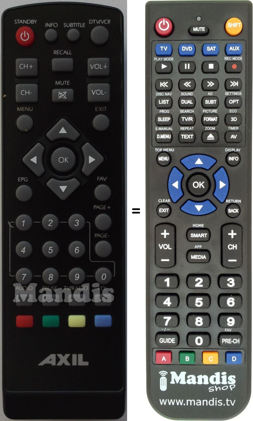 Replacement remote control Axil RT 0140