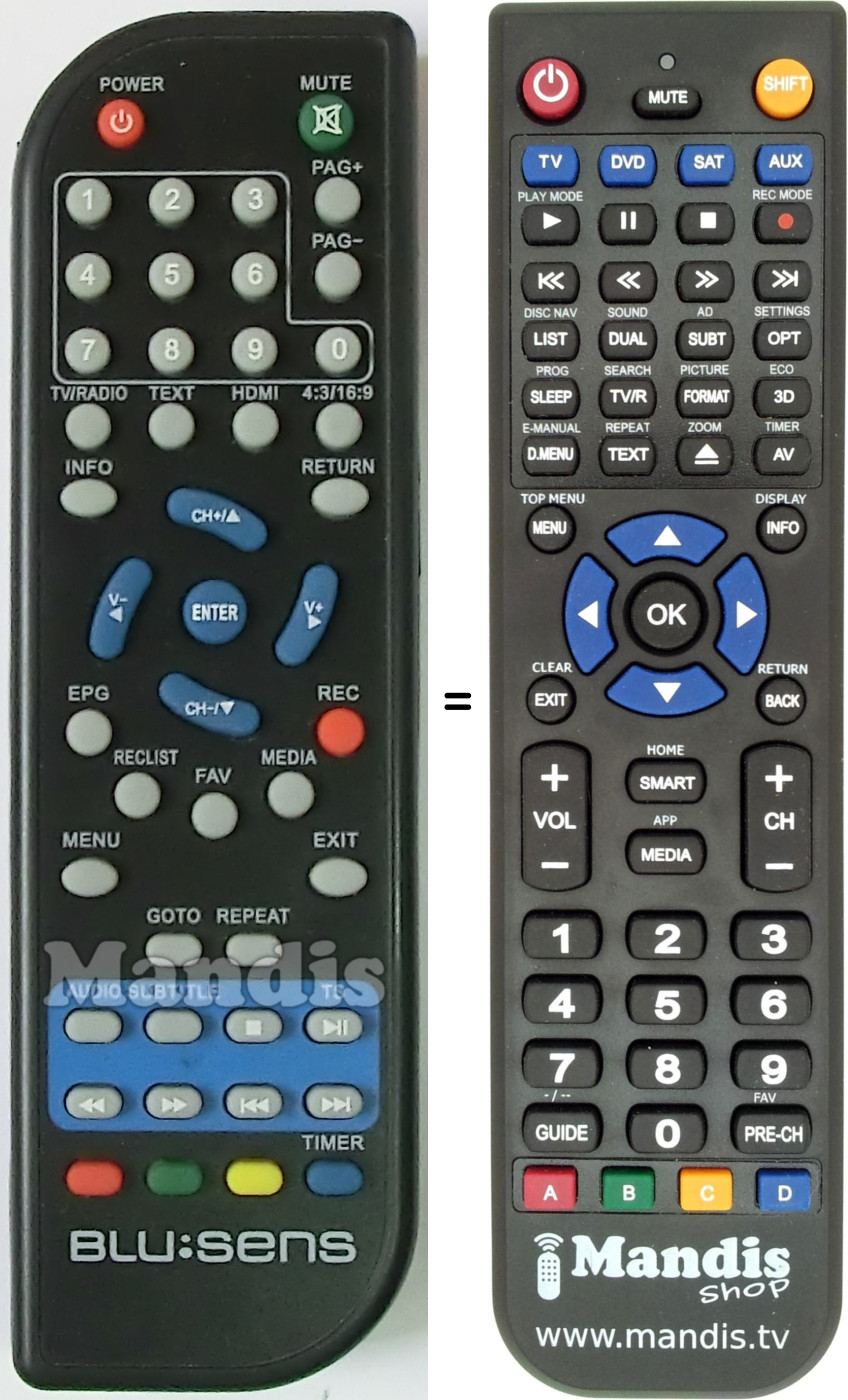 Replacement remote control Blusens T141