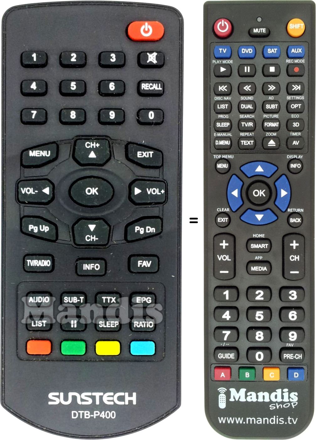Replacement remote control DTB-P400