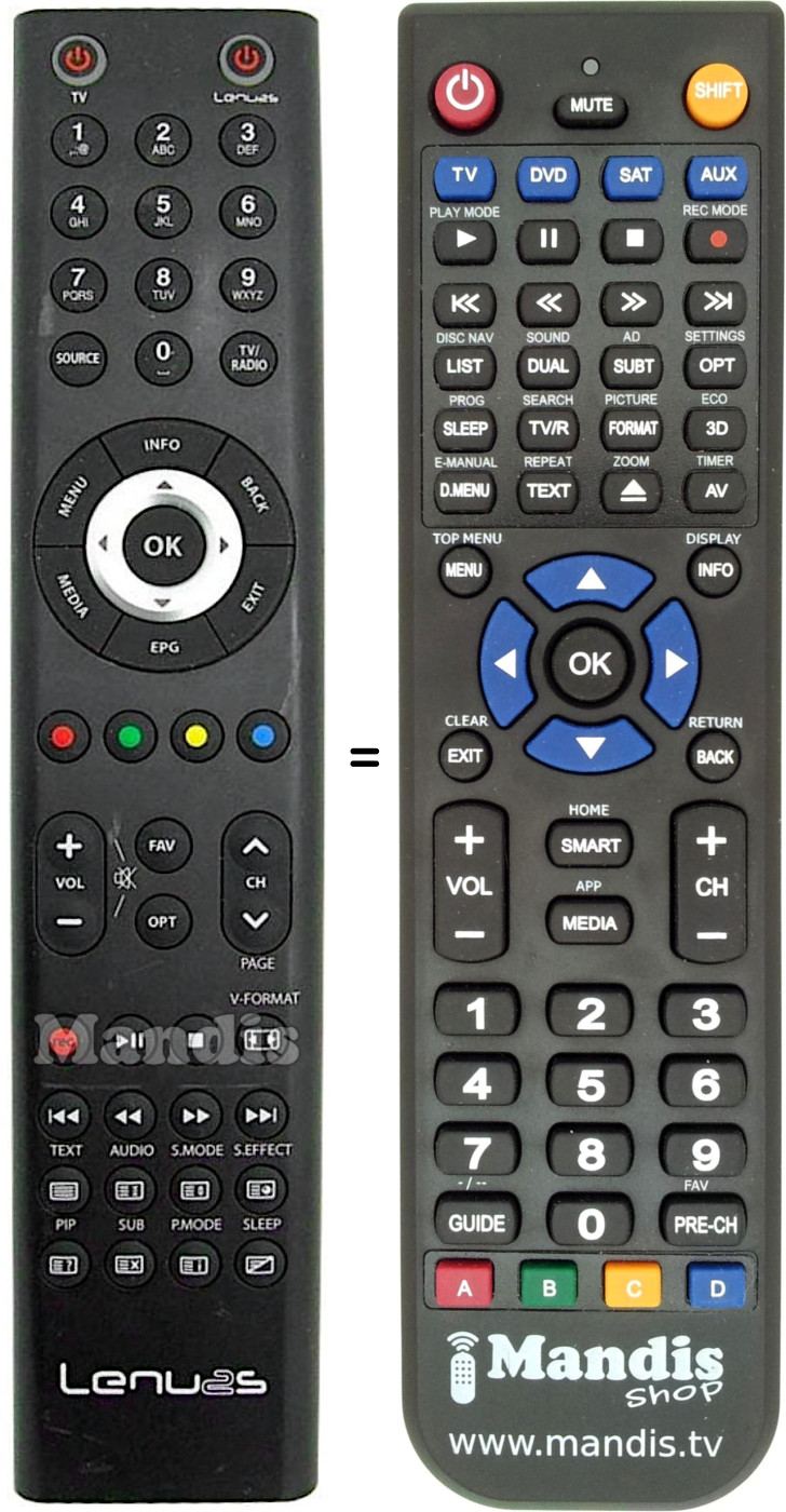 Replacement remote control LENUSS HDTV2404
