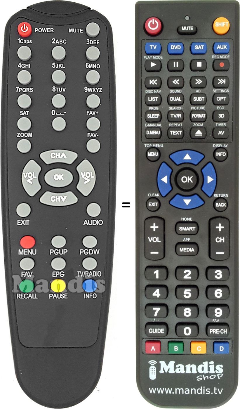 Replacement remote control UNIVERS REMCON1073