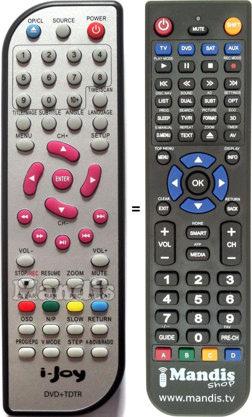 Replacement remote control i-Joy DVD-TDTR