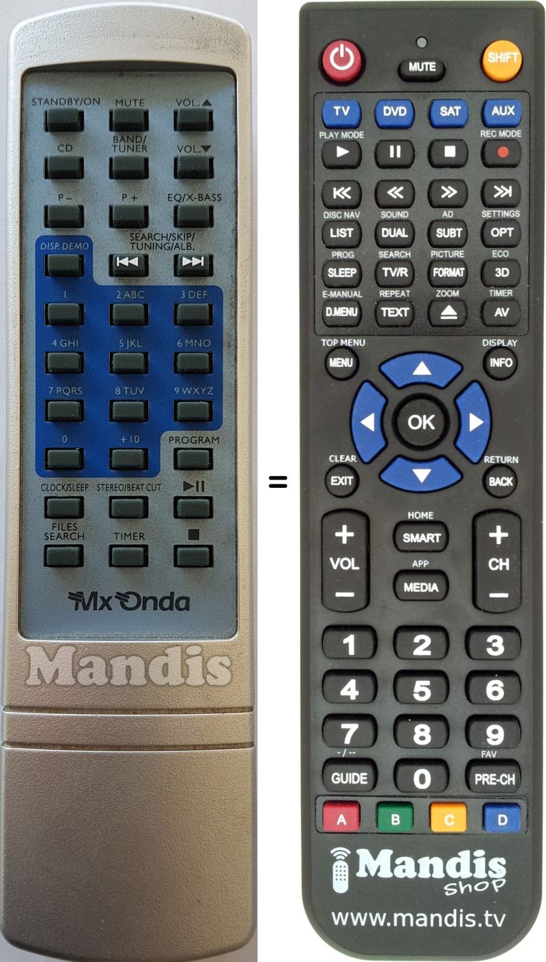 Télécommande équivalente MX003