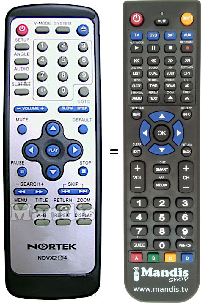 Télécommande équivalente Nortek NDVX-2104