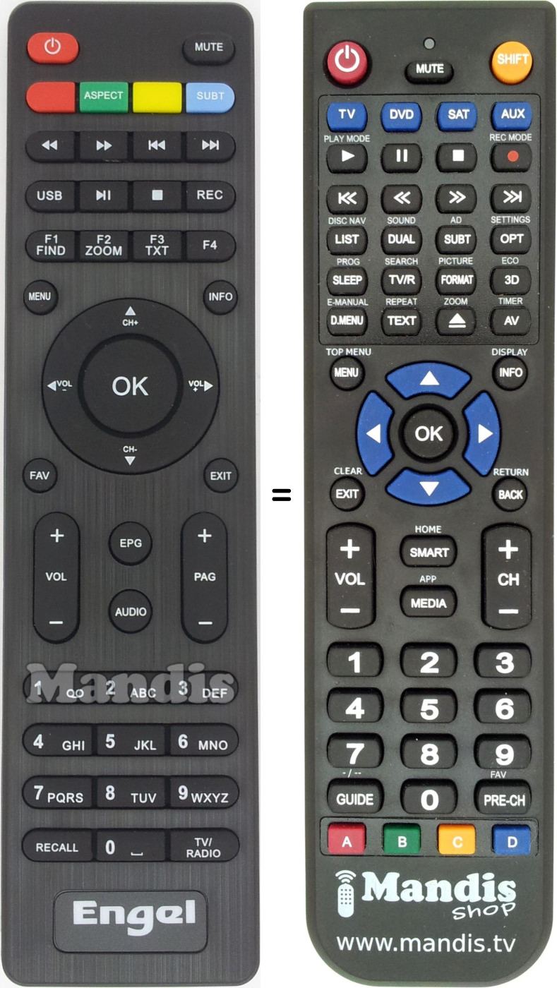 Replacement remote control Axil RS4800HD