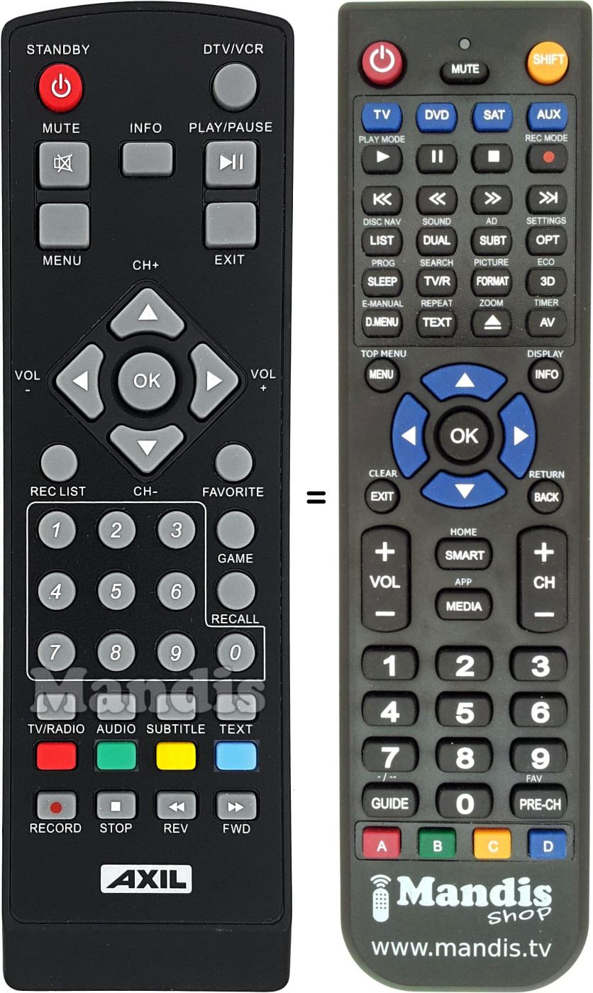 Replacement remote control Axil RT0197