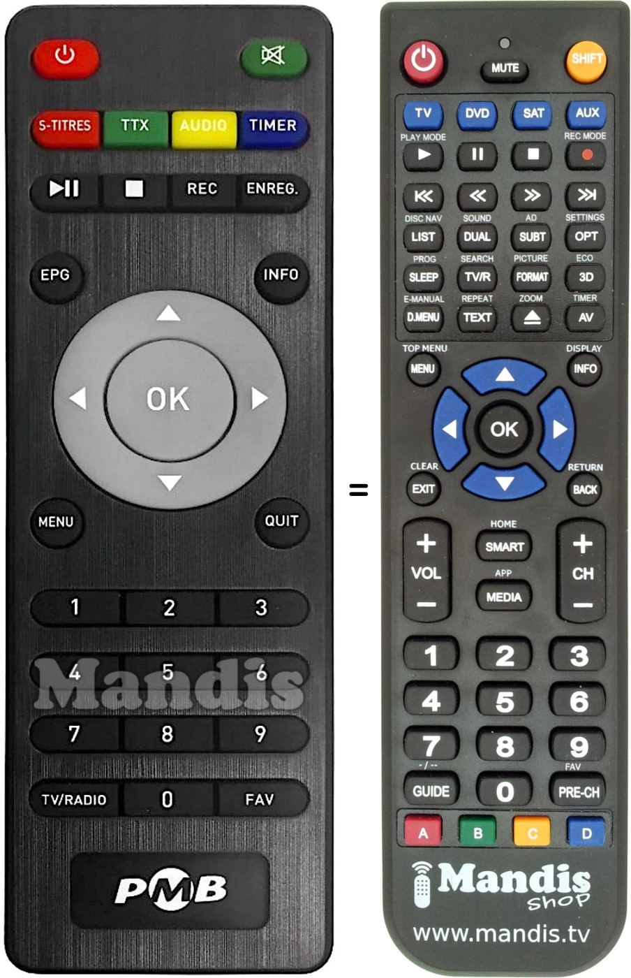 Replacement remote control Pmb TNT5010HD