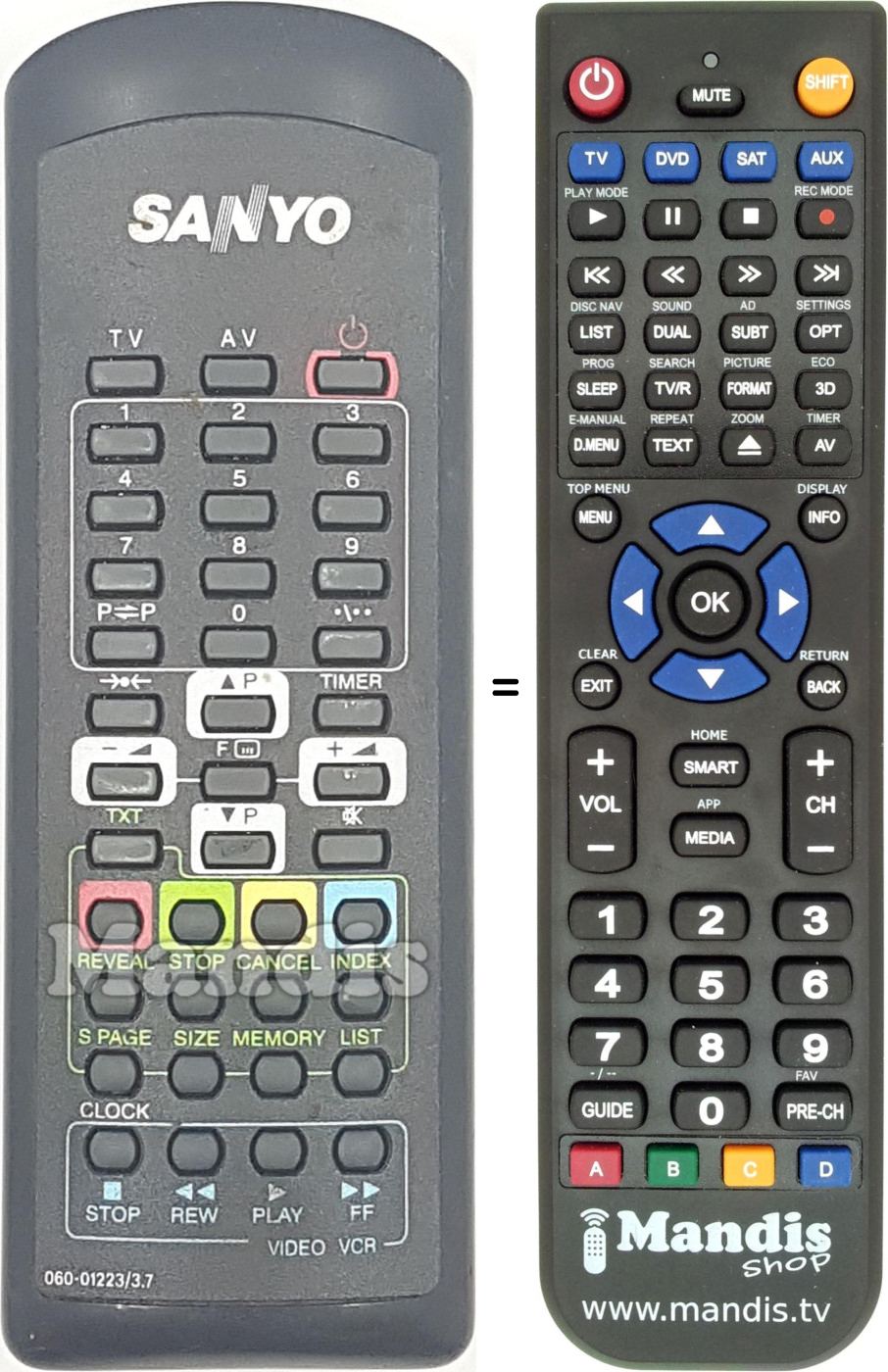 Replacement remote control 06001223-37
