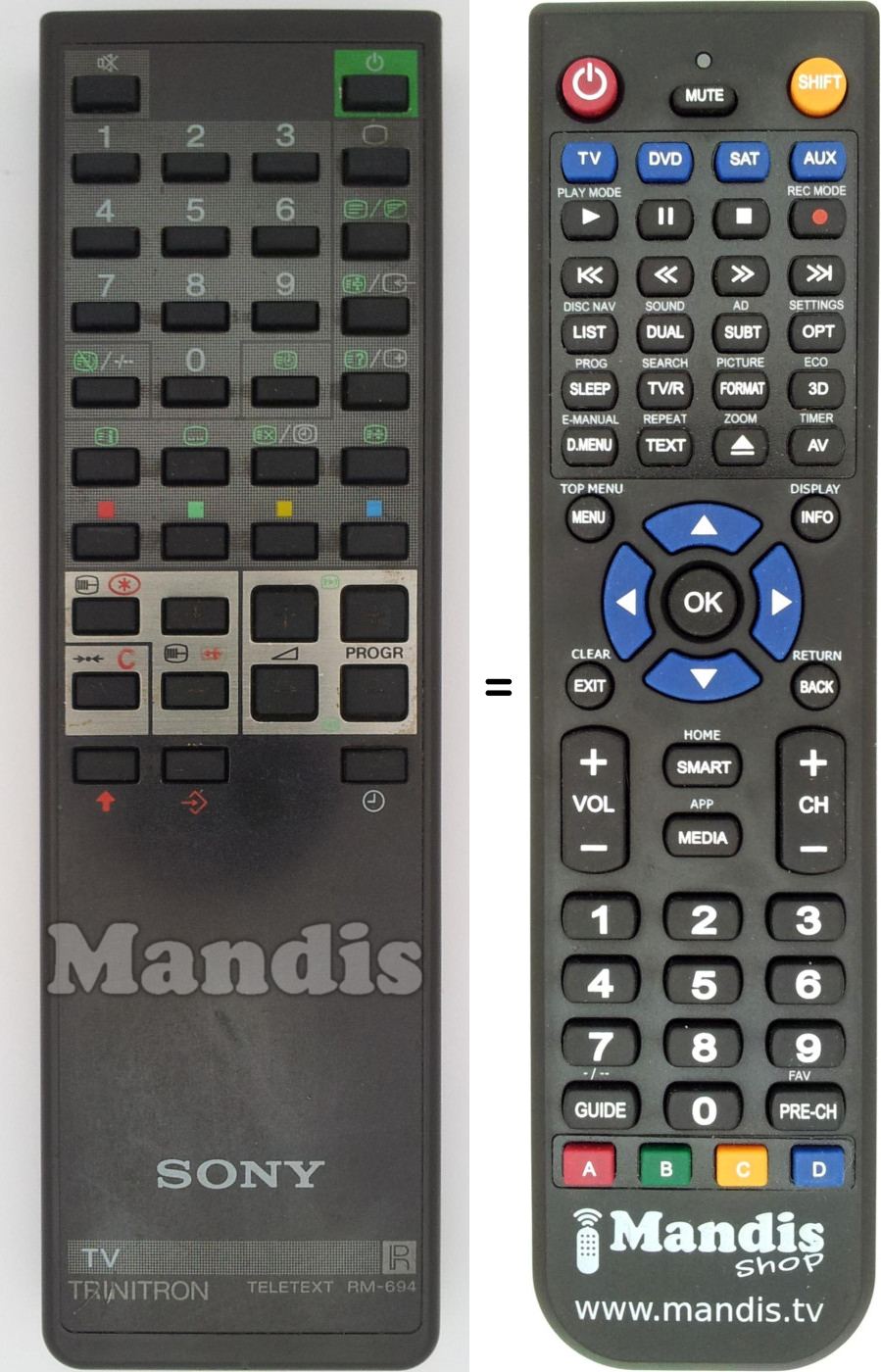 Télécommande équivalente Sony RM-694