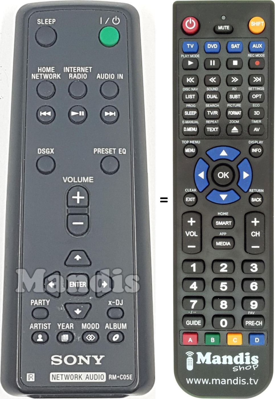 Télécommande équivalente RM-C05E