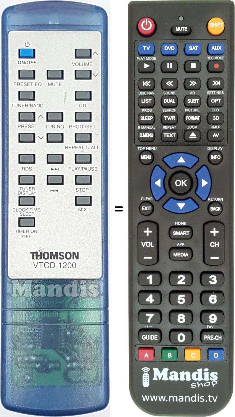 Télécommande équivalente VTCD1200