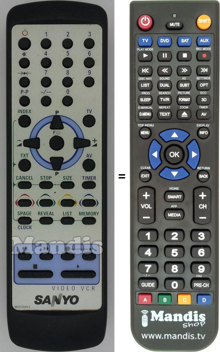 Replacement remote control Sanyo 60-0122345